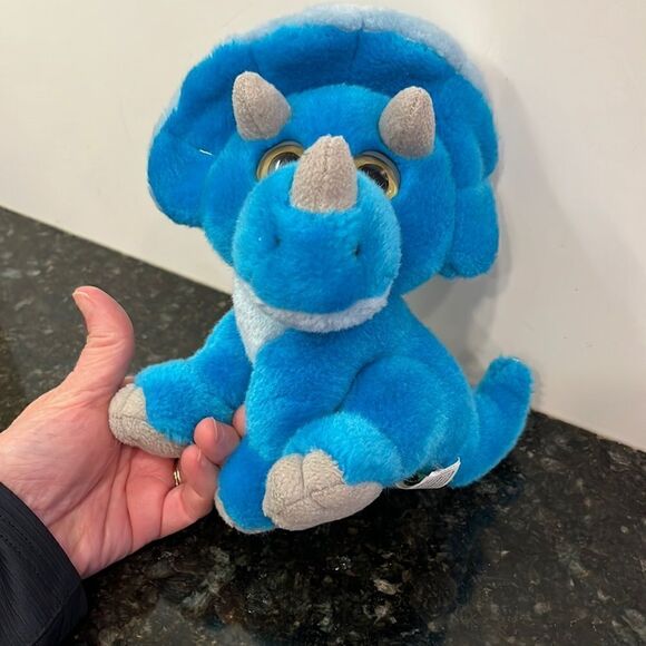 Triceratops Dinosaur Wild Republic Blue Grey Plush Stuffed Animal 7" - Picture 1 of 8